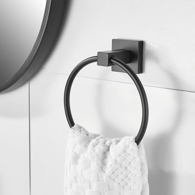 2PC Matte Black Toilet Paper Holder and Towel Ring Set, Wall Mounted Bathroom Hardware - For Home, Apartment,   Hotel