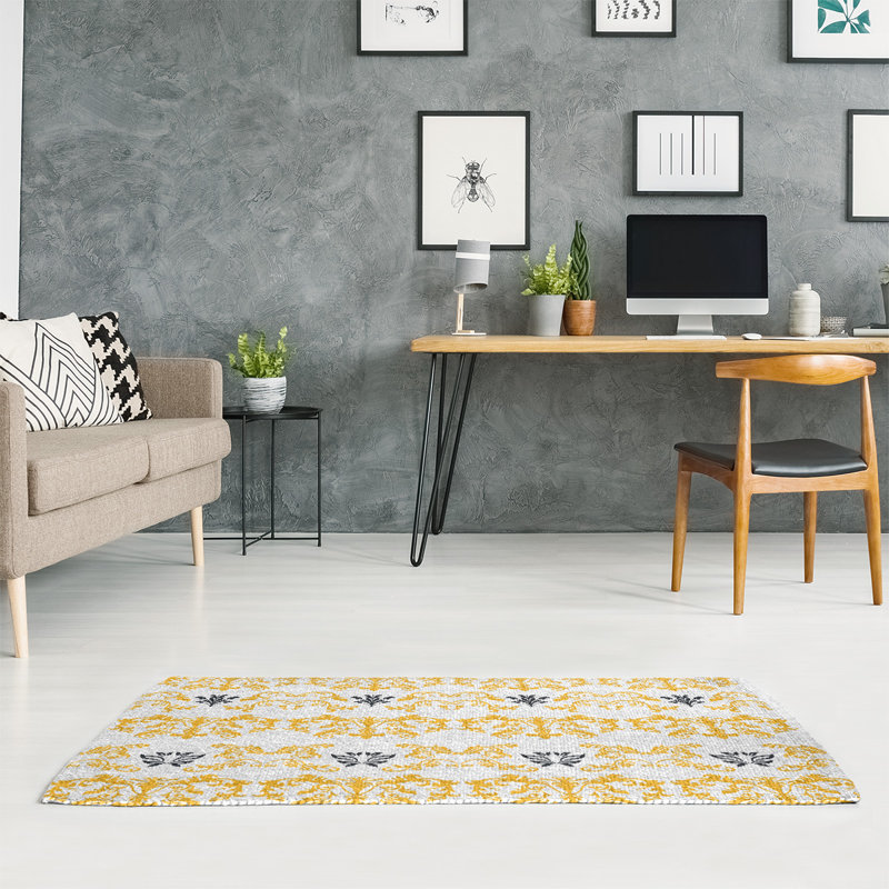 Damask Indoor Rug, Rectangle 5' x 7'