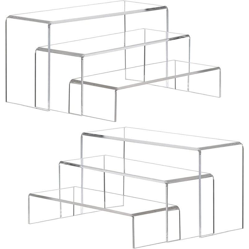Display Risers, 6 Pcs Rectangular Clear Acrylic Showcase Collectibles Display Stands Suitable For Retail Shoe Showcase Jewellery Funko Pop Figures