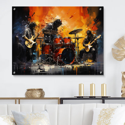 Rock Band In Action I - Danse acrylique murale, art sur verre