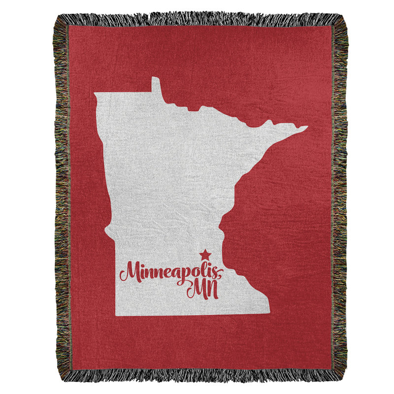 Jeté en coton tissé minneapolis minnesota, l 37 po x L 52 po, Rouge