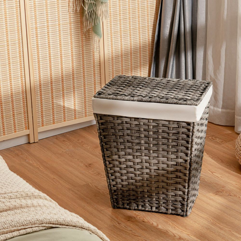  Whitmor Rattique Laundry Hamper with Lid and Removable Liner -  Espresso : Everything Else