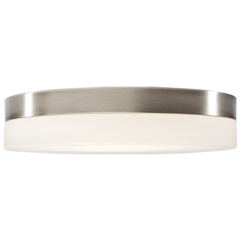 Plafonnier encastré en verre à DEL, Nickel brossé, H 3,13 po x l 14 po x P 14 po
