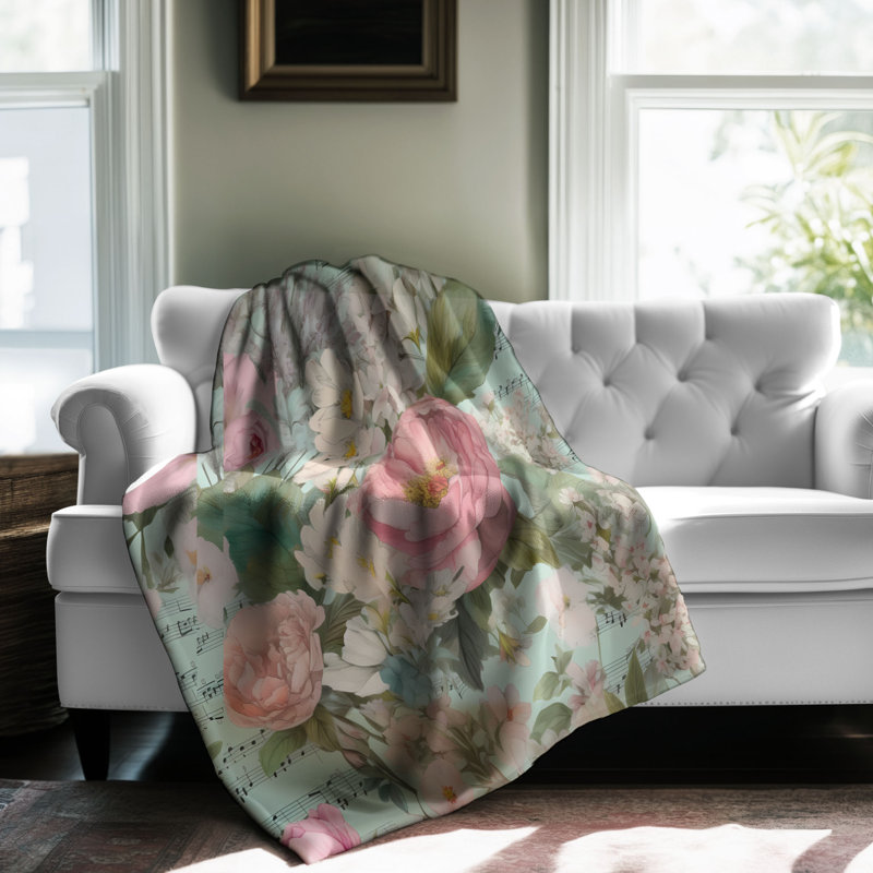 Jeté Whimsical Petal Dream - 1 pièce Sherpa Bla Premium, L 50 po x L 60 po