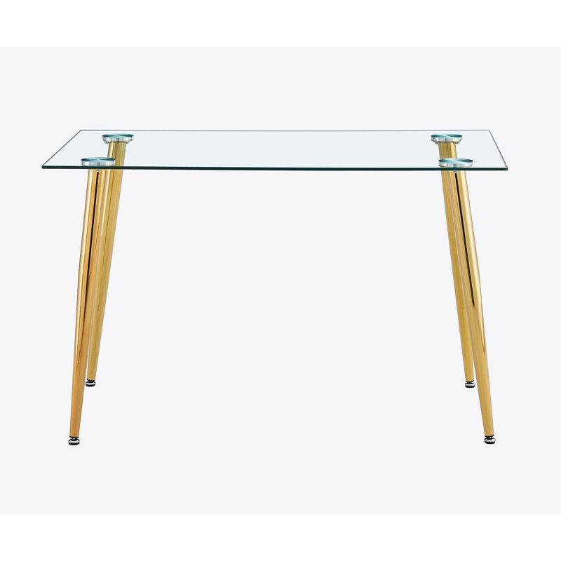 Bartlesville Metal Base Dining Table, Gold, 30.11" H x 27.55" W x 47.24" L