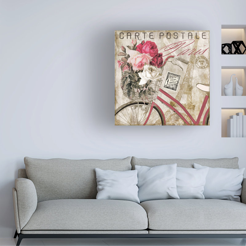 Bolog Sasha Postale Paris I Canvas Art, 14" H x 14" W