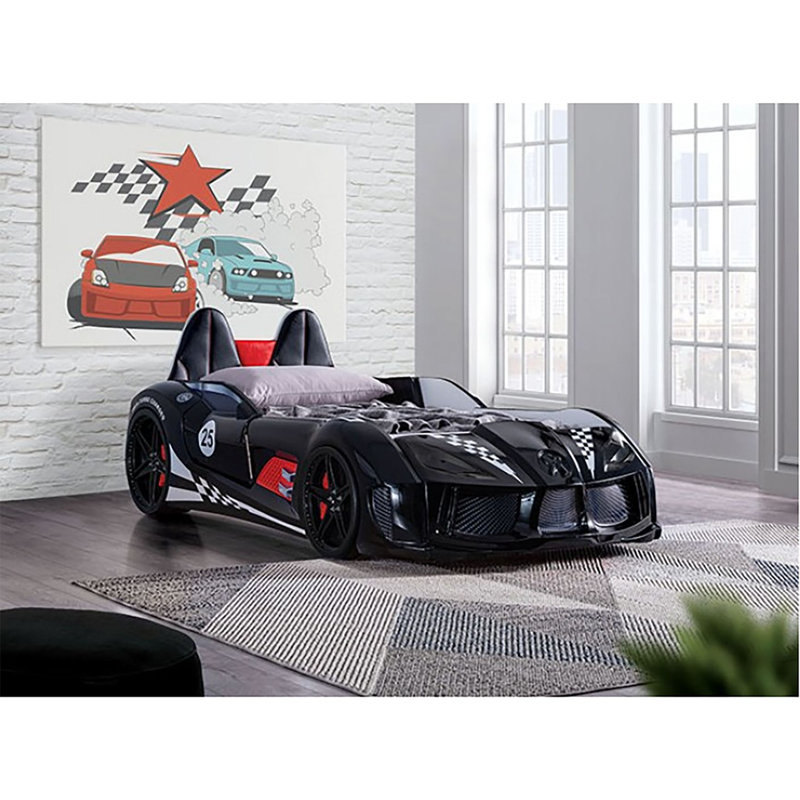 Lit simple pour enfant Abdulhaq, Noir