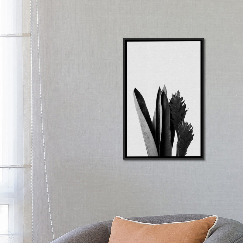 «FloWer», reproduction d'impression sur toile en noir, H 26 po x l 18 po x P 1,5 po, Toile avec cadre noir, Pas de tapis