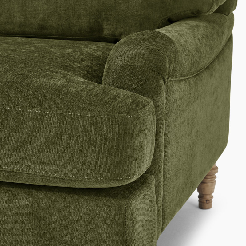 Emrie Upholstered Fabric 2 Seater / 3 Seater Sofa With Rubberwood Legs, Green Chenille, 2