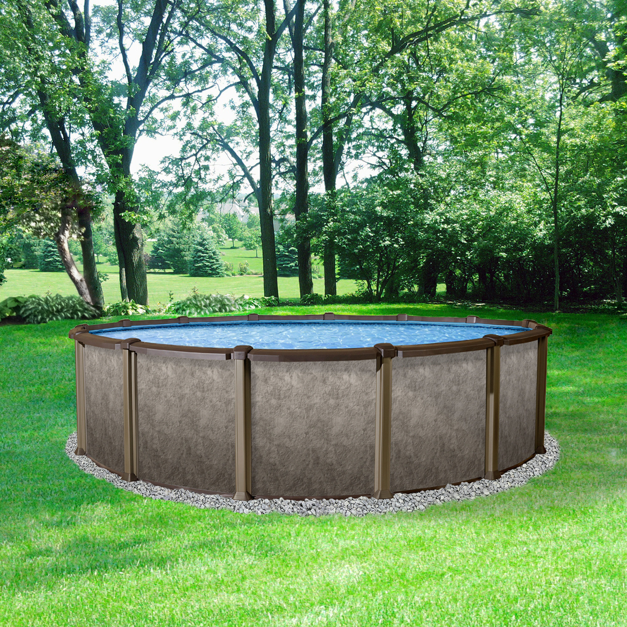 Blue Wave Products Riviera 8 in Top Rail Metal Wall Swimming Pool 