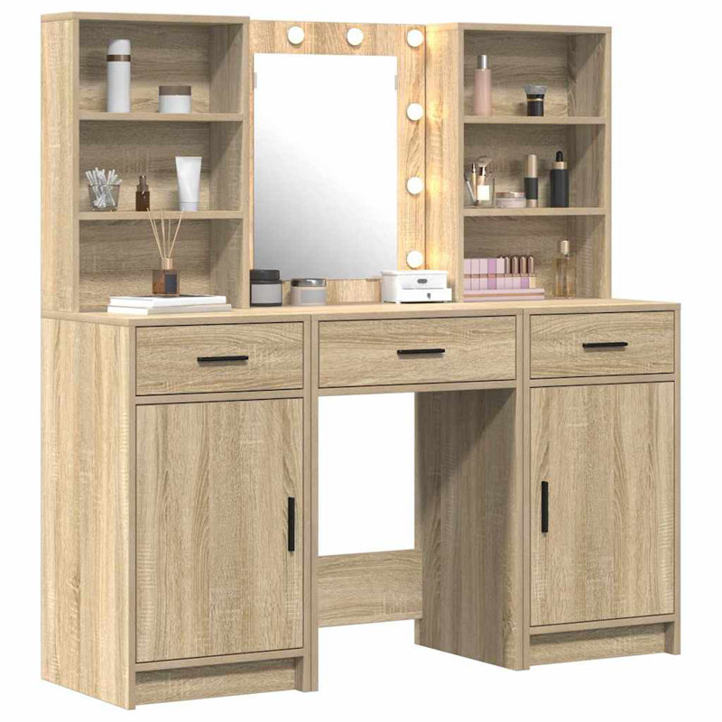 Dressing Table with Mirror, Sonoma Oak