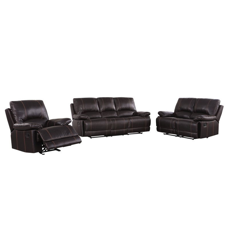 Ensemble de salon inclinable 3 pièces Trower, Brun