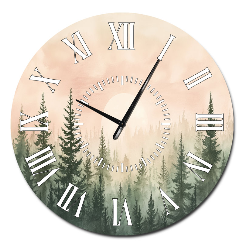 Horloge murale Blush Sunset Sky Woodland, Surdimensionné