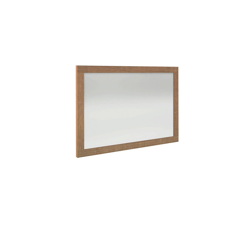 Casteel Glass Flat Wall Mirror, Oak Brown