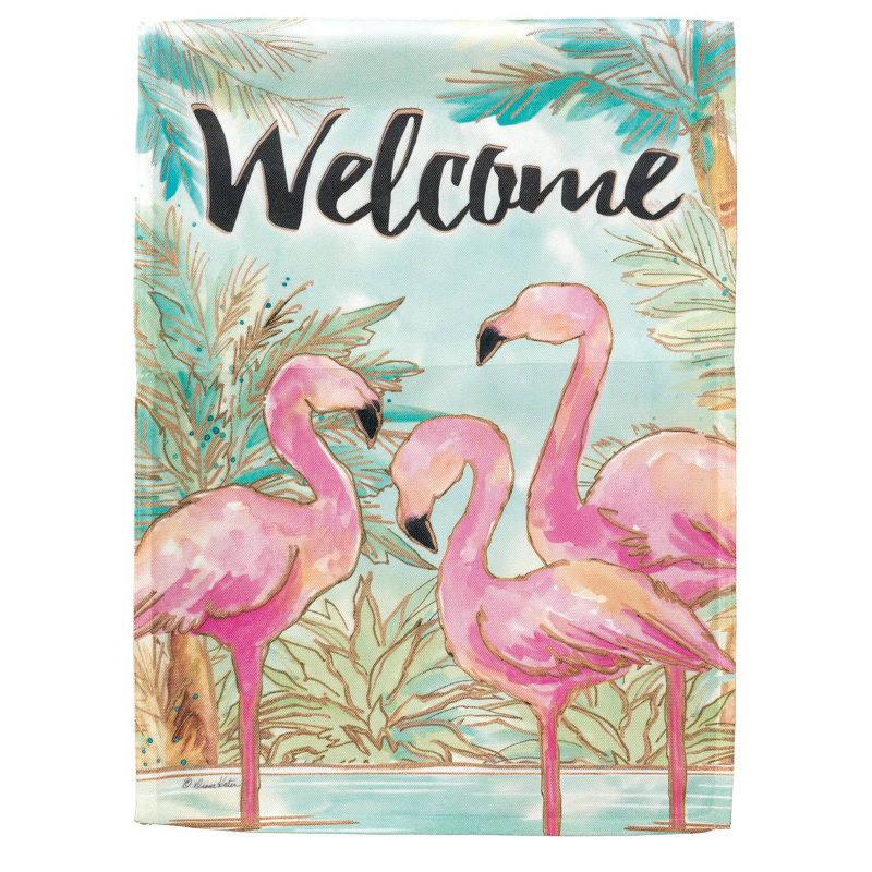 Polyester de jardin Eivie Welcome Flamants 13x18, 18 po x 13 po