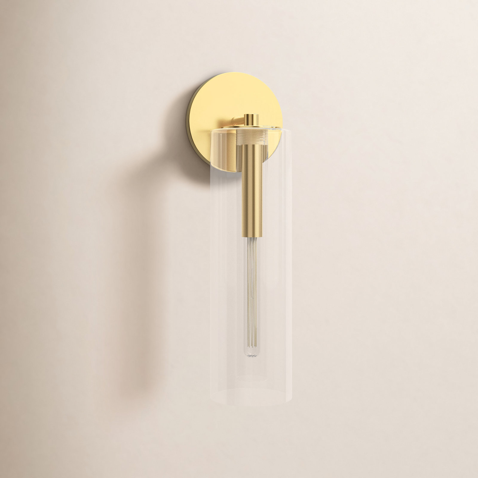 Adreille Single Light Glass Dimmable Armed Sconce, Aged Brass