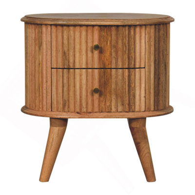 Solid Wood Soba Nordic Bedside, 2-Drawers, Nordic Legs, Light Brown