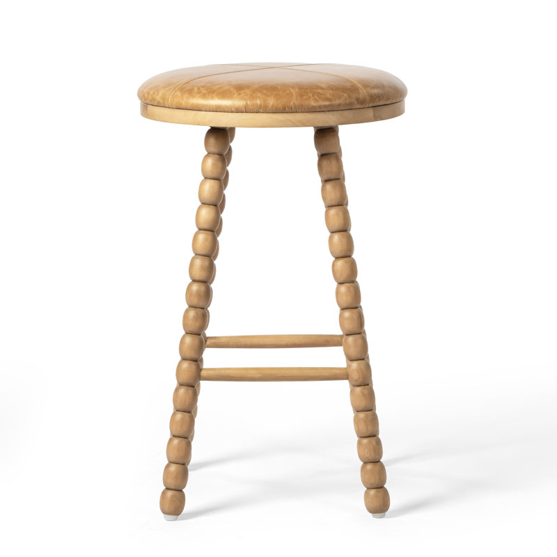 Tabouret de comptoir en cuir véritable Bramhall