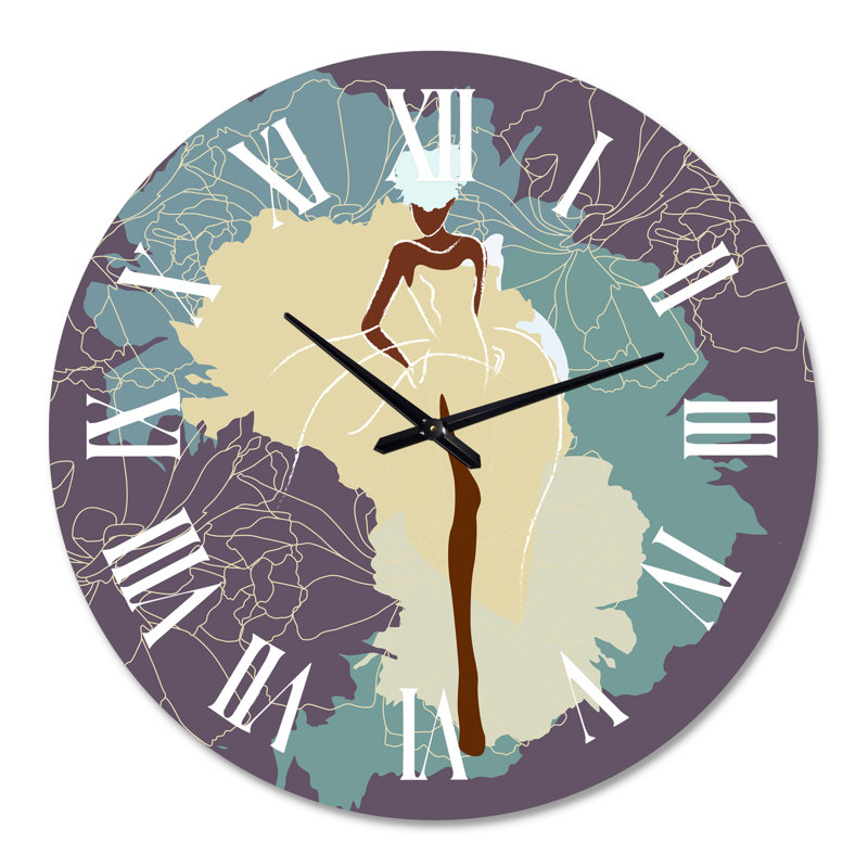 Femme afro-américaine en robe de mariée magnifique - horloge murale moderne, Surdimensionné