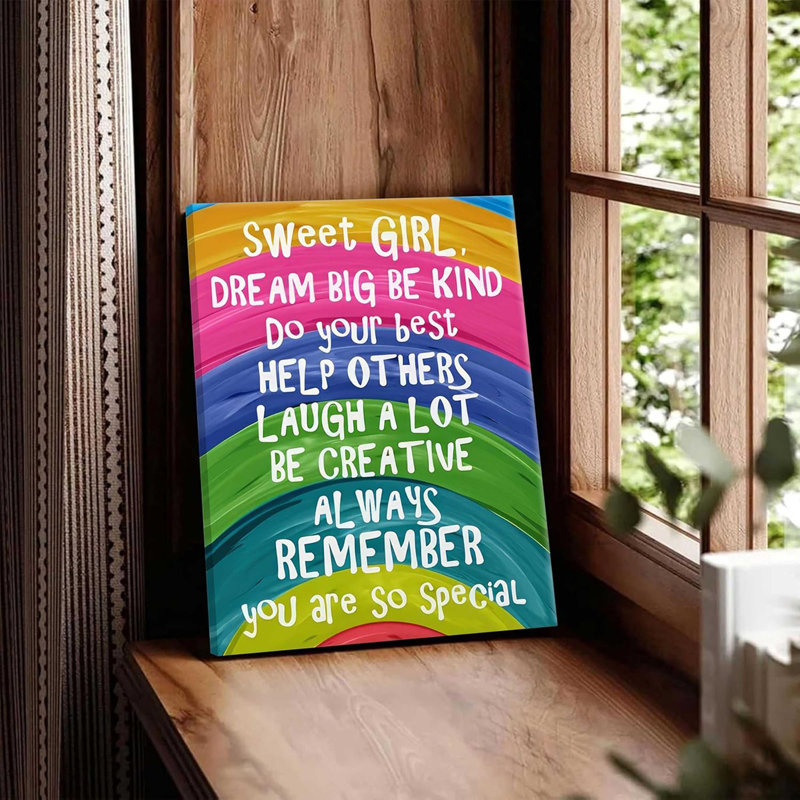 Arc-en-ciel, art mural sur toile, motif de filles, affiche d'affirmation de soi
