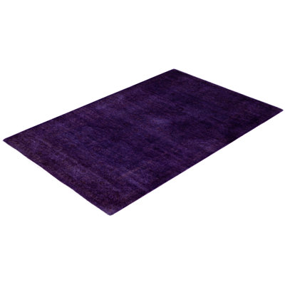 Overdyed Hand-Knotted Wool Modern-Contemporary Purple Area Rug 3' 2" x 5' 3"