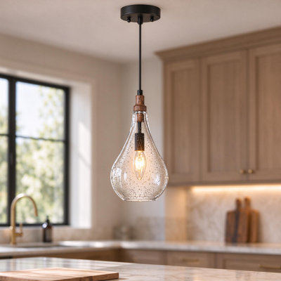 Jahaad 1-Light Dimmable Unique Teardrop Pendant Light