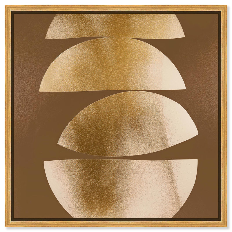 «Golden Crescents II», art boho abstrait par, H 13 po x l 13 po, Cadre flottant doré