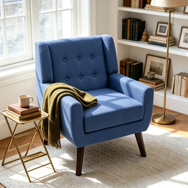 Fauteuil Jaqueze, Mélange de lin bleu performance
