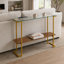 Canapé à niveaux et console avec rangement, entrée moderne en bois de verre
