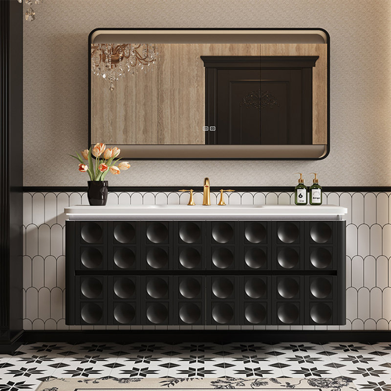 American modern style bathroom cabinet, 21.65" H x 55.12" W x 21.65" D, Black