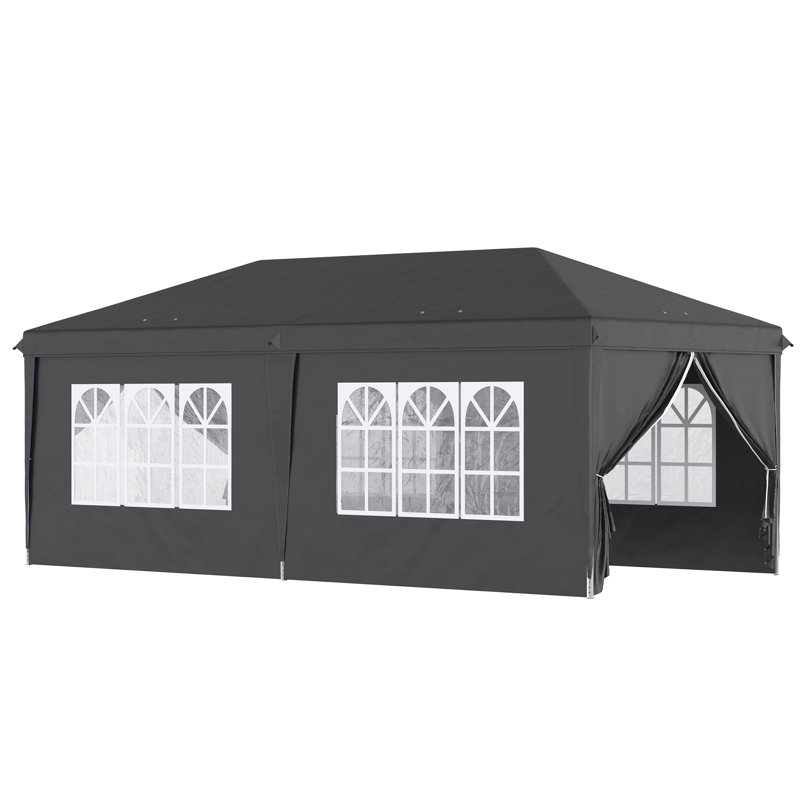 6m x 3m Steel Pop Up Canopy, Black