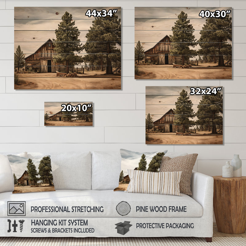 Pin avec charme rustique sur bois, H 10 po x l 20 po x P 0,78 po