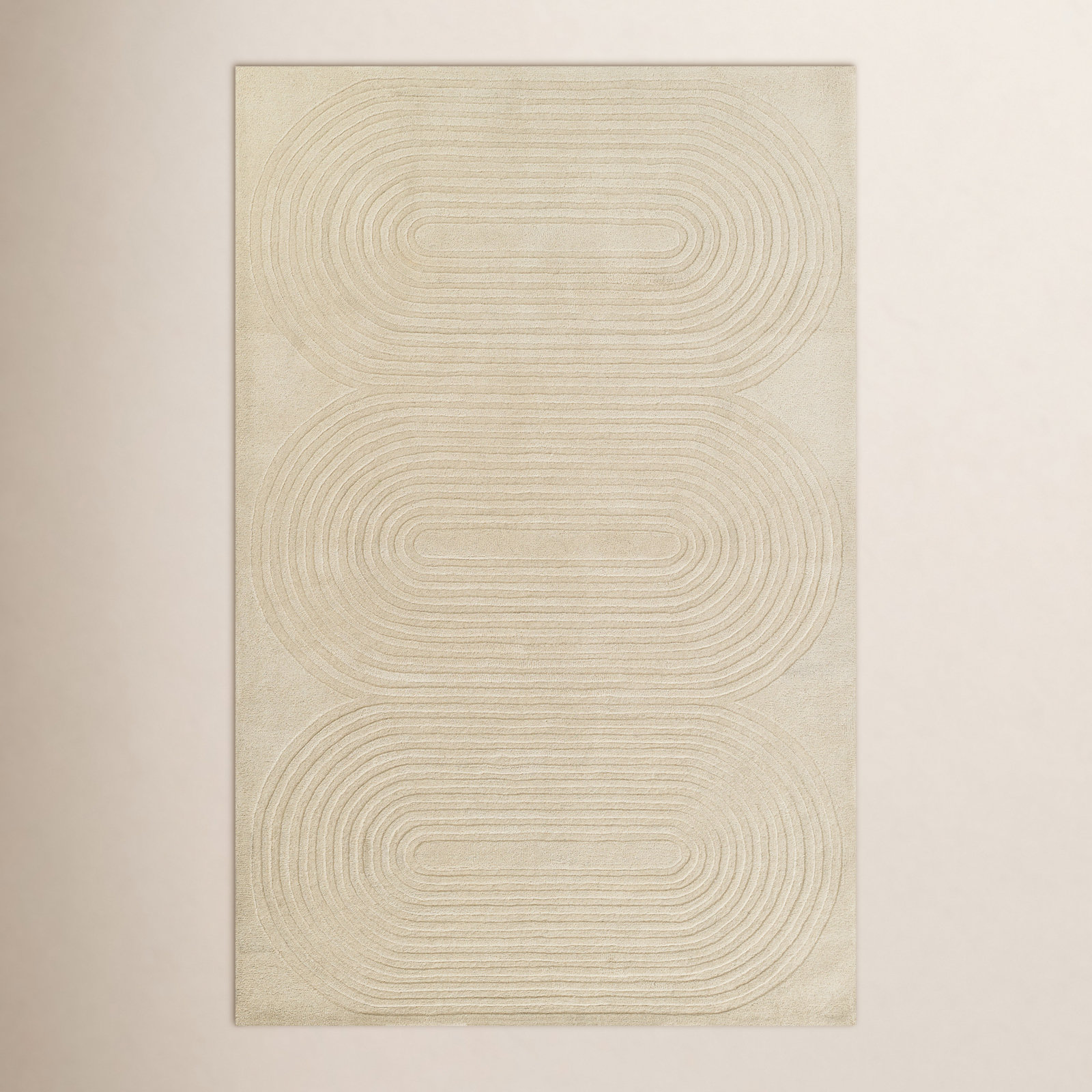Tillie Ivory Hand-Tufted Geometric Wool Rug, Rectangle 5' x 8'