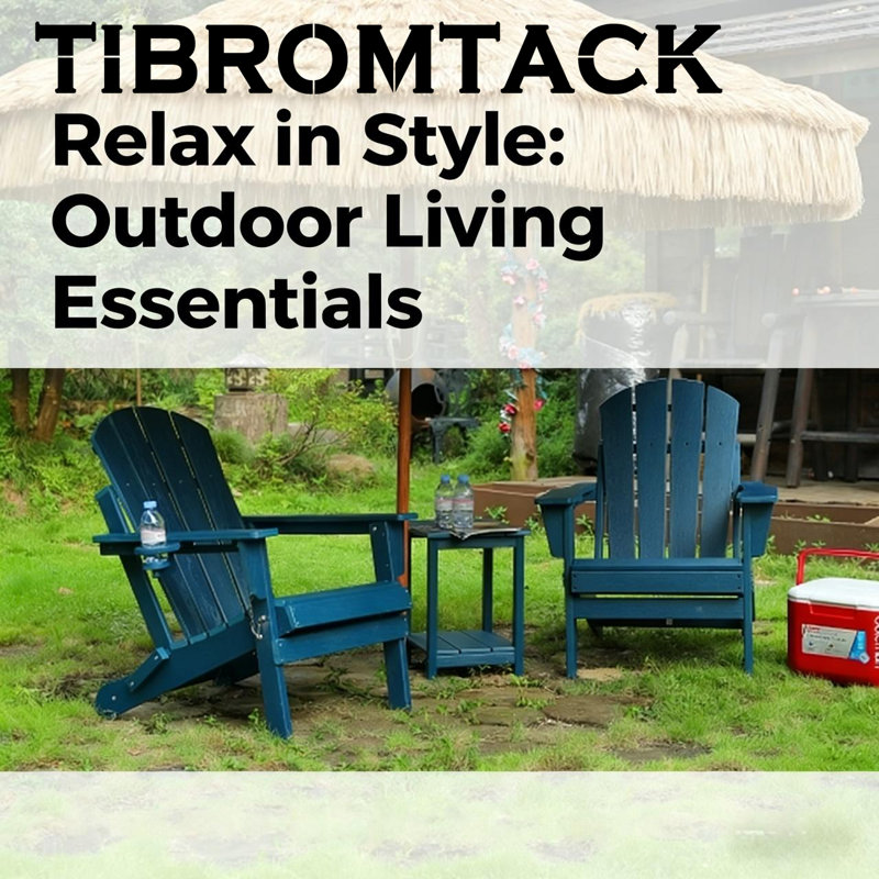 HDPE Folding Adirondack Chair with Dual Cup Holder - Composite Adirondack Chair with Wood Texture- ,Navy Blue