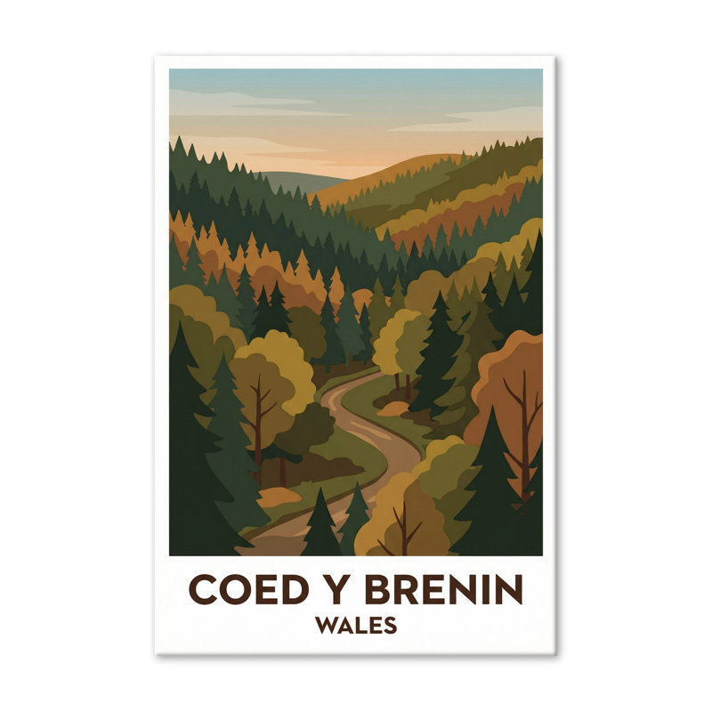 Coed Y Brenin, Wales - Enchanted Forest Trails Travel Poster. Giclee Print On Wrapped Canvas. Wall Art, Home Decor - Parks & Gardens, Wales - Wrapped Canvas Print