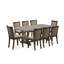 Ensemble de 9 pièces comprenant une table de salle à manger en ciment et 8 chaises de salle à manger en tissu de lin avec dossier haut - finition jacobine patinée-1673142892-1738387069