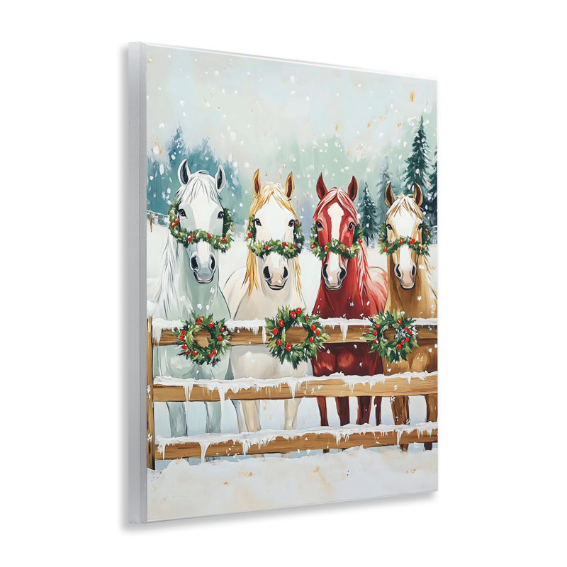 Plaque murale de Noël avec des couronnes de houx, design par The Prints Vibe
