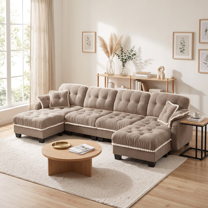 Canapé en U en chenille Lieber, Brown
