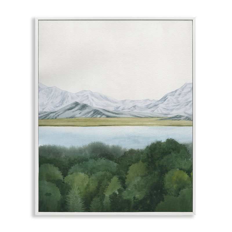 «Mountains Beyond Forest», estampe numérique par June Erica Vess, Estampe numérique encadrée blanc bord de mer