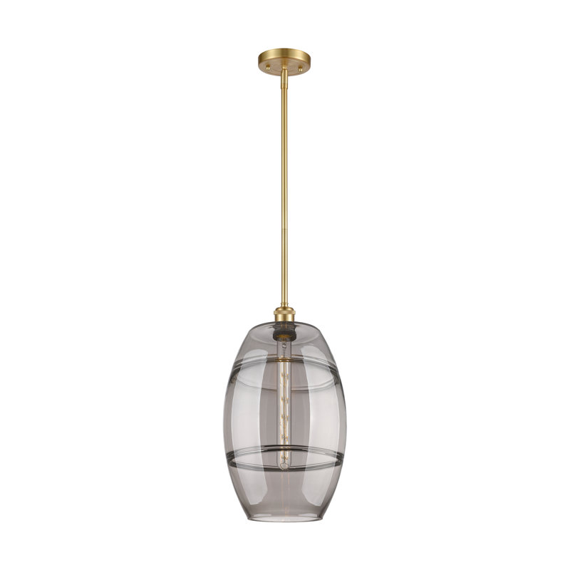 Luminaire suspendu à 1 tige Ballston Bettylou-516-G557, H 18,5 po x l 10 po x P 10 po, Gris fumée clair, Or satiné