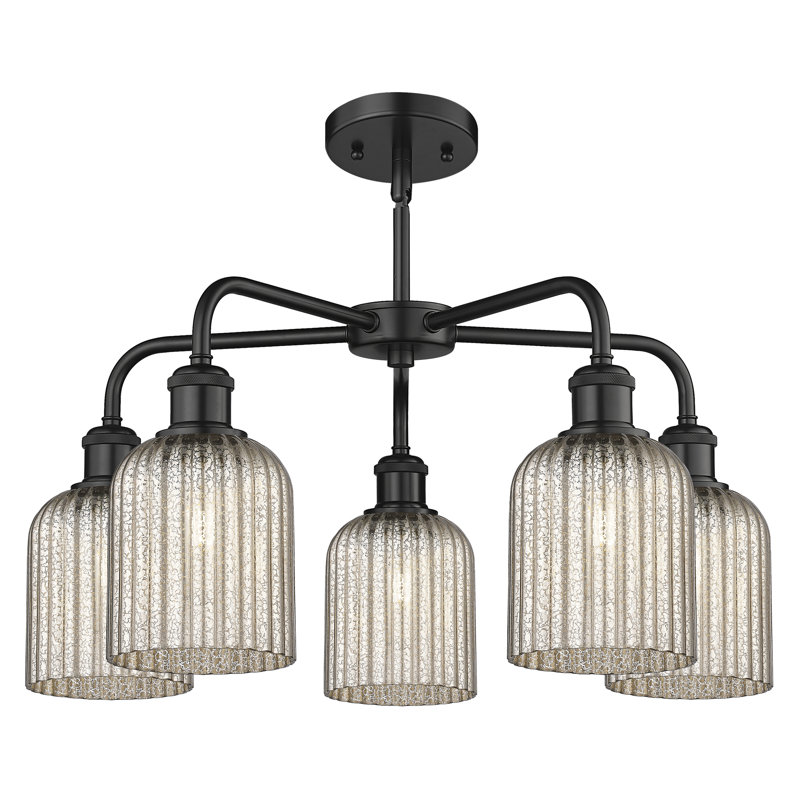 Lustre suspendu à 5 lumières de 23 po Ballston - Trig, Noir mat, Mercure