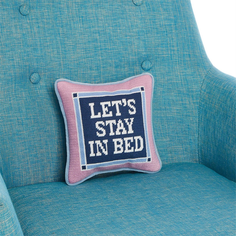 Coussin décoratif en coton 8 x 8 po Lets Stay In Bed