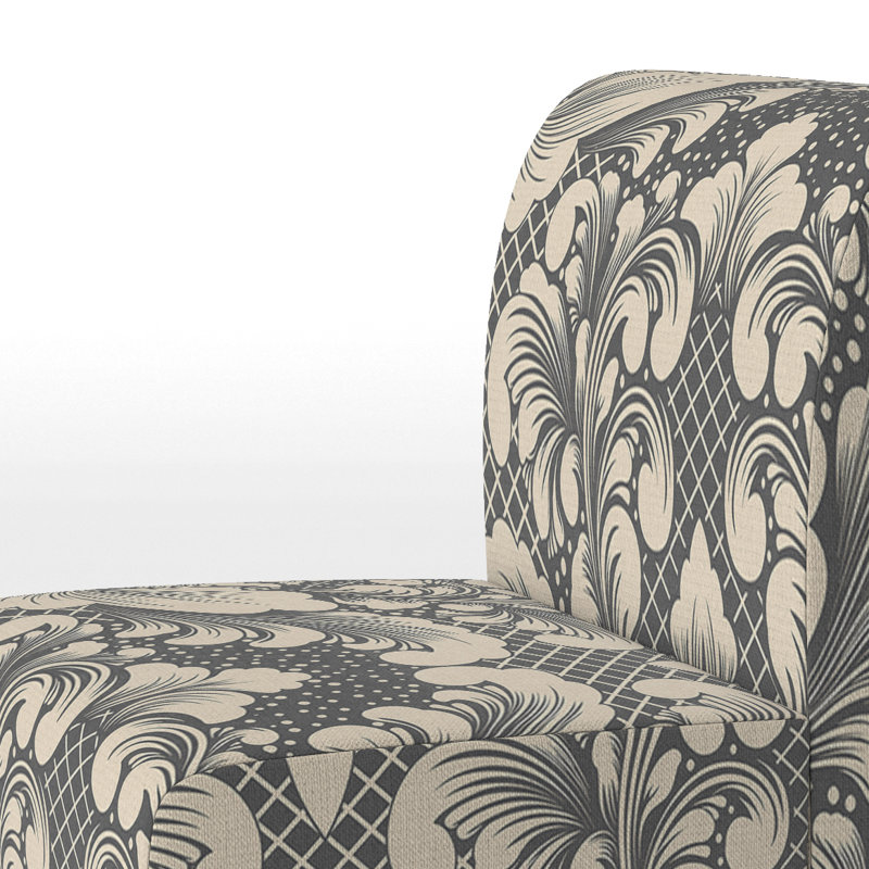 Fauteuil de chambre décoratif en velours noir à motif damassé noir