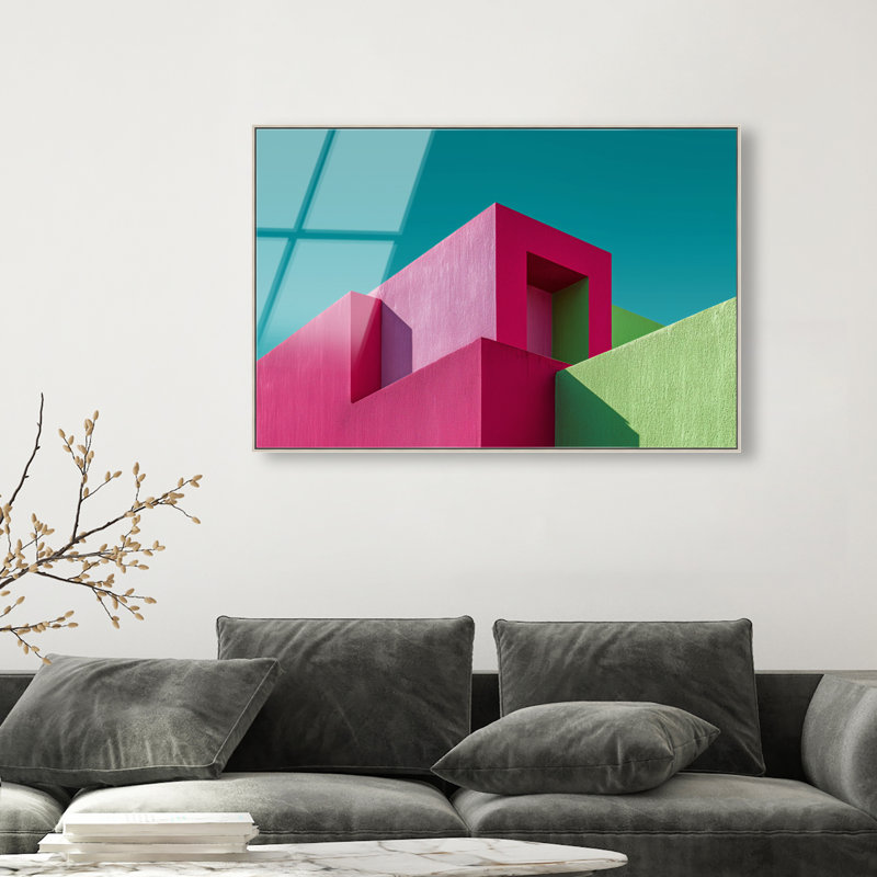 Aquamarine Angle II Print, 17"H x 25"W, Silver Floater Frame
