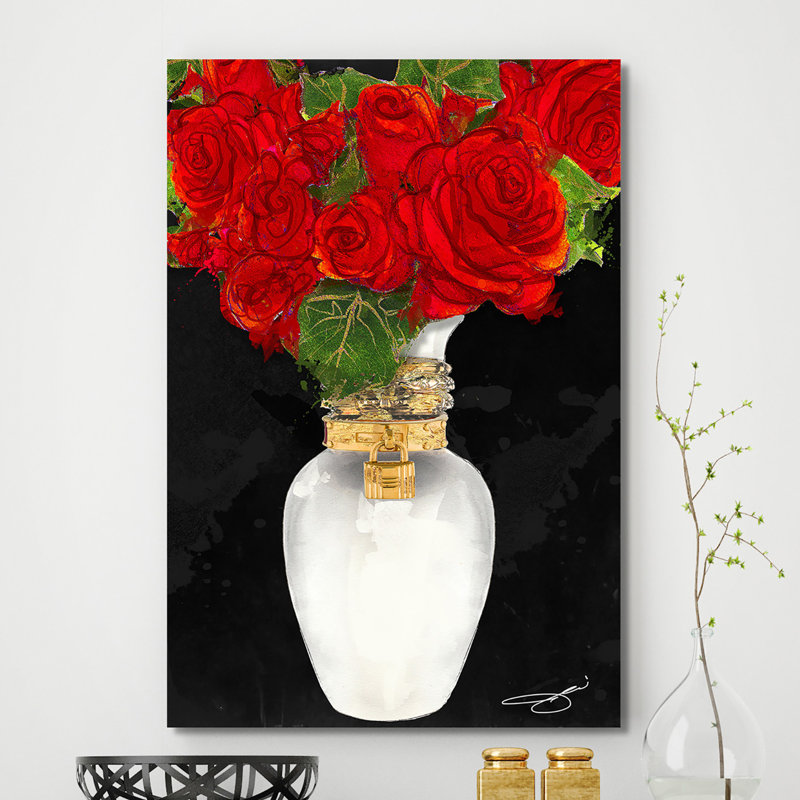«Flowers in Red», reproduction, Toile tendue, H 30 po x l 18 po x P 1 po