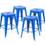 Tabourets de bar en métal sans dossier, ensemble de 4, bleus, hauteur comptoir 61 cm, finition rouille - Design gain de place, 4 tabourets bleus, gain de place, pour salle à manger