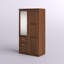 Placard à 2 portes 100% bois massif Metro avec porte miroir, tiroirs et tablettes réglables-1784309292