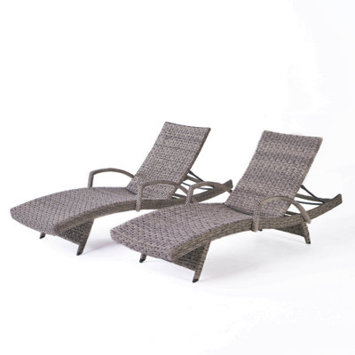 Wicker Chaise Lounge With Arm For Patio Outside