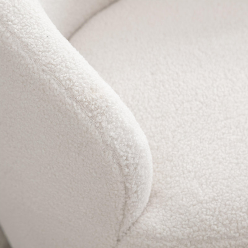 Jalin Upholstered Swivel Barrel Chair, Ivory White