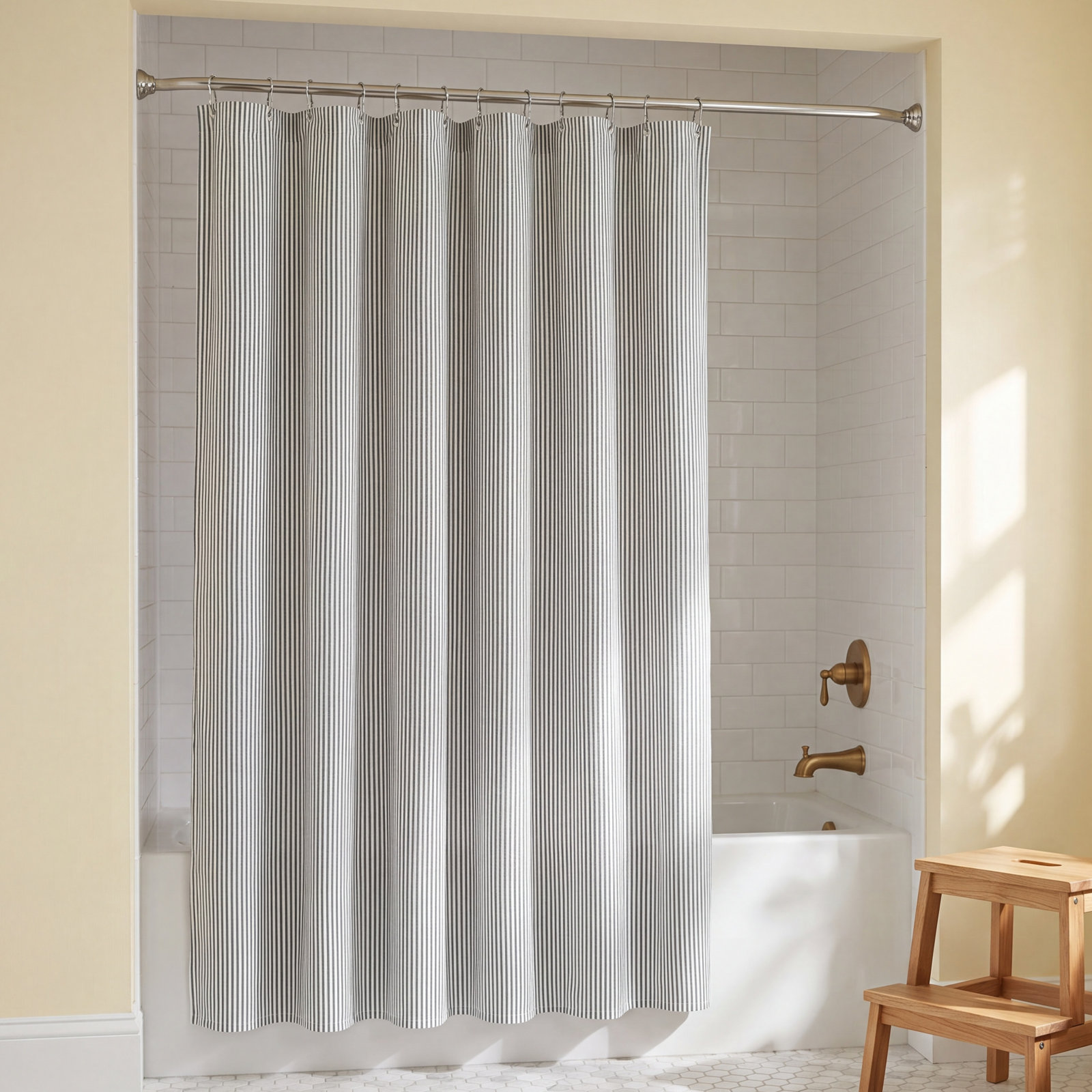 Bruno Striped Shower Curtain, Gray
